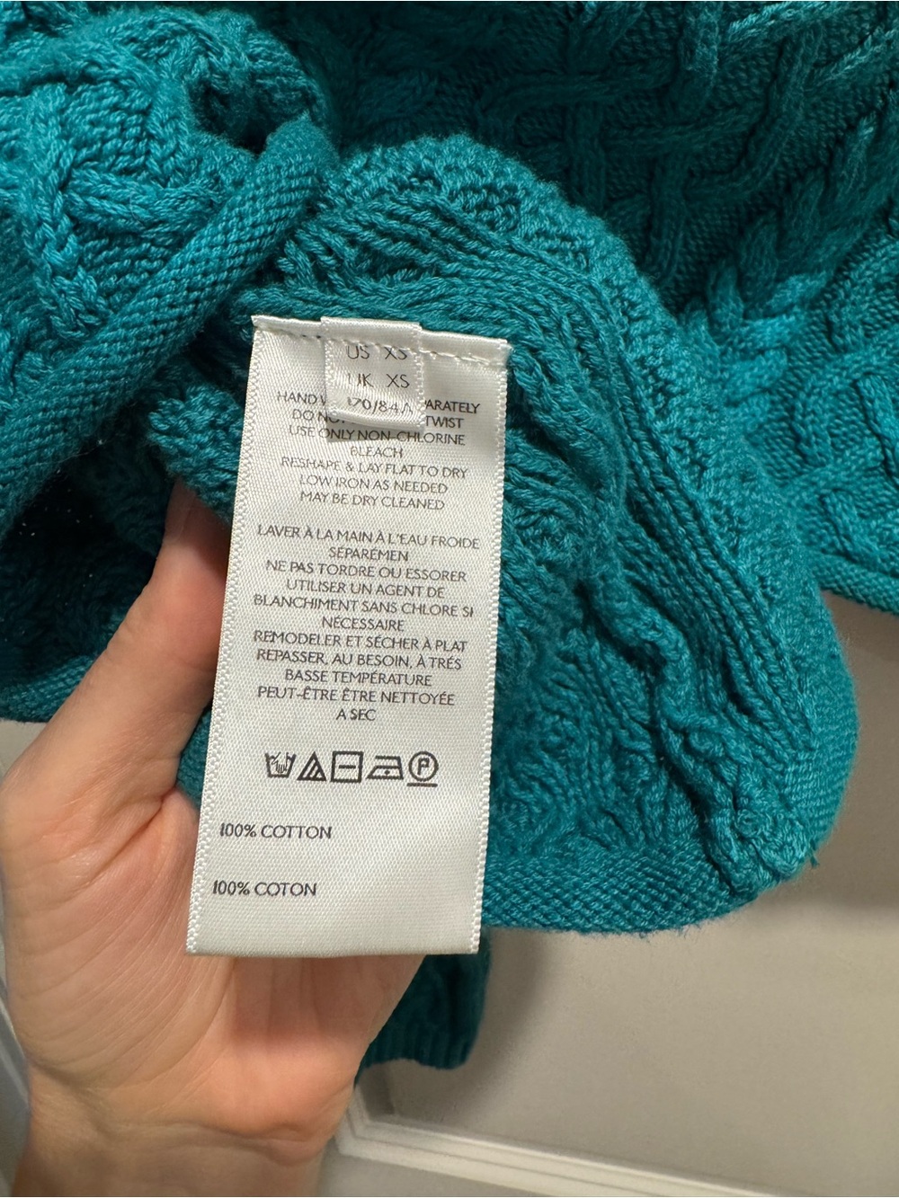 NWOT Free People Washed Ashore Cable Knit Cardi - Teal XSMALL - Picture 14 of 14